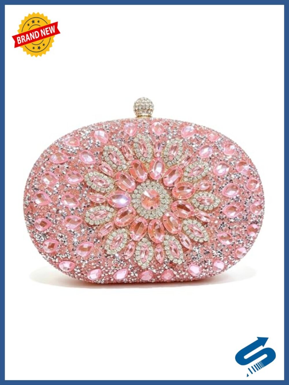 Glitter Evening Clutch Bag Sunflower Design Magnetic Closure